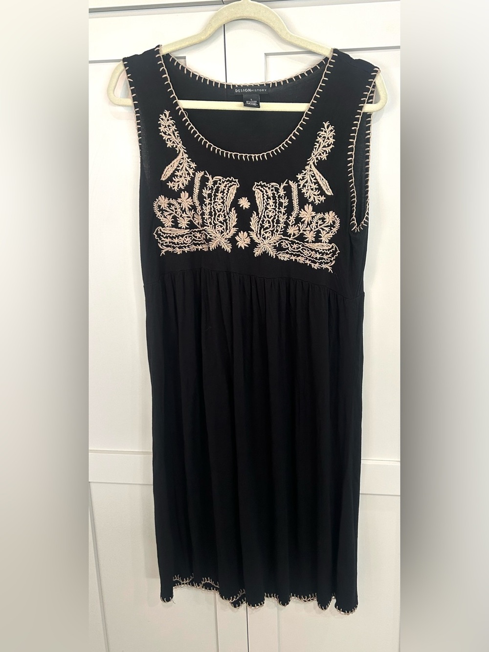 Design History Black Dress with Cream Embroidery